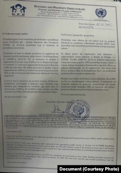 Vendimi i vitit 2005 që njeh pronësinë e Shyqri Çelikut mbi banesën e tij.