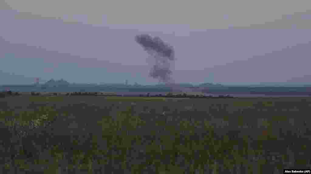 Smoke from Russian shelling is seen near the front close to Bakhmut. Russian forces had gone on the offensive along sections of the eastern front, Malyar said. &quot;We are moving forward in the Bakhmut area, while the enemy is continuing to attack in the direction of Lyman, Avdiyivka, and Maryinka,&quot; she said
