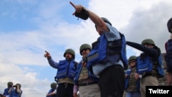 Armenia - EU parliamentarians and monitors visit a section of the Armenian-Azeri border adjacent to Lachin corridor, June 21, 2023.