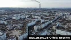 Панорама города Энергодар, 5 марта 2022 года 