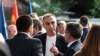 Artan Grubi (në mes), ish-zëvendëskryeministër nga BDI-ja 