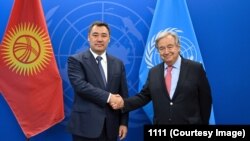 Президент Садыр Жапаров БУУнун Башкы катчысы Антониу Гутерриш менен жолугушту. Нью-Йорк, АКШ. 20-Сентябрь, 2022-жыл.