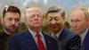 A collage/cover featuring world leaders Volodymyr Zelensky (Ukraine), Donald Trump (USA), Xi Jinping (China), and Vladimir Putin (Russia).