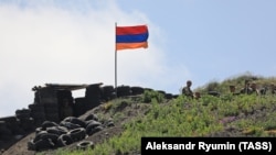 ARMENIA -- An Armenian army post just outside the Sotk gold mine on the border with Azerbaijan, June 18, 2021.