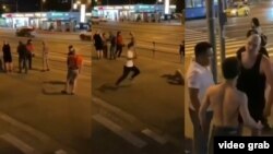 Тажик мигранттары чечендер менен калайман урушканы тартылган видеодон скрин. 