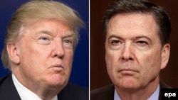 Under examination are U.S. President Donald Trump's interactions with former FBI Director James Comey (right).