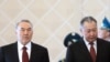 Kazakh President Nursultan Nazarbaev (left) held talks in Astana with visiting Kyrgyz President Kurmanbek Bakiev