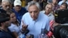 Armenia - Former Foreign Minister Vartan Oskanian speaks to journalists on a Yerevan street leading to a police station seized by gunmen, 21Jul2016.