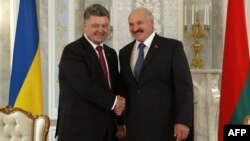 Прэзыдэнт Украіны Пятро Парашэнка (зьлева) і прэзыдэнт Беларусі Аляксандар Лукашэнка, архіўнае фота