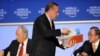 Switzerland - Turkish Prime Minister Recep Tayyip Erdogan leaves a debate with Israeli President Shimon Peres called "Gaza: The Case for Middle East Peace" on the second day of the World Economic Forum, Davos, 29Jan2009.