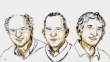 Ilustrație oficială cu câștigătorii Premiului Nobel pentru Fizică, ediția 2025. John Clarke, Michel H. Devoret, John M. Martinis
