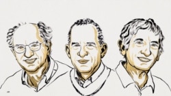 Ilustrație oficială cu câștigătorii Premiului Nobel pentru Fizică, ediția 2025. John Clarke, Michel H. Devoret, John M. Martinis