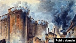 France – "The Storming of the Bastille", Watercolor painting (Author: Jean-Pierre Houël (1735-1813) )