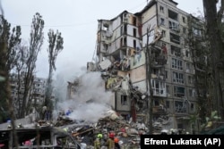 Bloc de locuințe distrus de o rachetă rusească, Kiev, Ucraina, 31 iulie 2025.