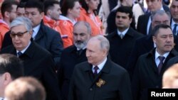 პუტინი გამარჯვების დღის აღლუმზე, მოსკოვში. 9 მაისი, 2023 წელი.