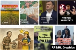 Fotografi të llogarive në TikTok, Facebook dhe Instagram që përhapin rrëfime të rreme në Moldavi.