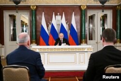 Președintele rus, Vladimir Putin, a susținut un briefing de presă la Kremlin, la miezul nopții, pe 11 mai.