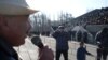Opposition leaders address the demonstrators in Talas