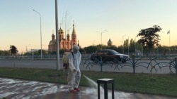 Обработка улиц в Актобе во время пандемии.