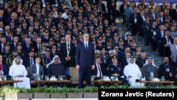Predsednik Srbije Aleksandar Vučić na vojnoj paradi u Beogradu 20. septembra 2025.