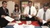 Officials count ballots in Baku.