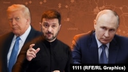 Президентите на САЩ, Украйна и Русия Доналд Тръмп, Володимир Зеленски и Владимир Путин.