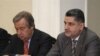 Слева направо: верховный комиссар ООН по делам беженцев Антонио Гутерреш и премьер-министр Армении Тигран Саргсян на международной конференции по вопросам беженцев в Ереване, 17 мая 2011 г.  